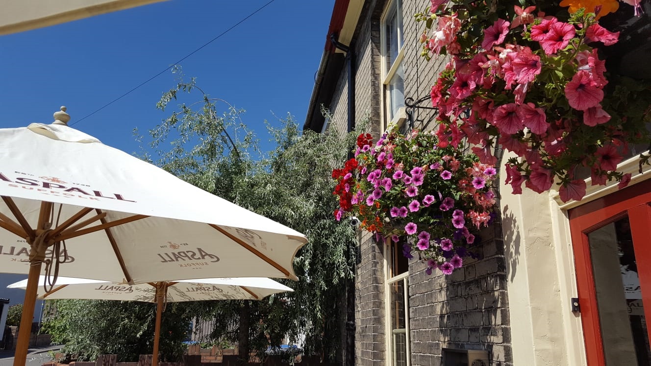 Flowers outside The Alexandra Tavern